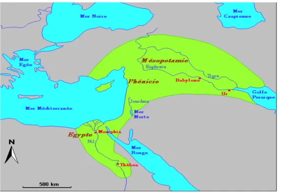 Figure 1 : Carte de la Mésopotamie et du croissant fertile (5) 