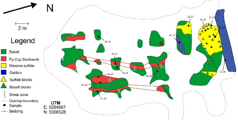 Figure 11 : Geologic map of the Powerline showing. 