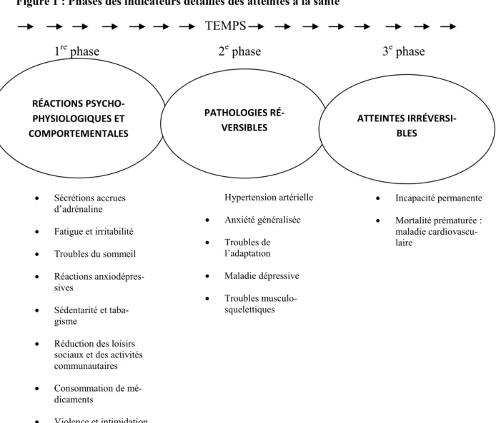 Figure 1 : Phases des indicateurs détaillés des atteintes à la santé  TEMPS 