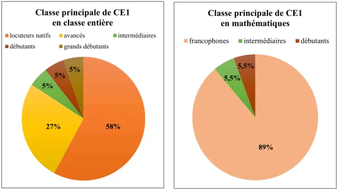 Graphique 1. Profils linguistiques de la classe principale de CE1 