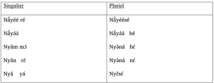 Tableau 10 : Les numéraux ordinaux du lyèlé 