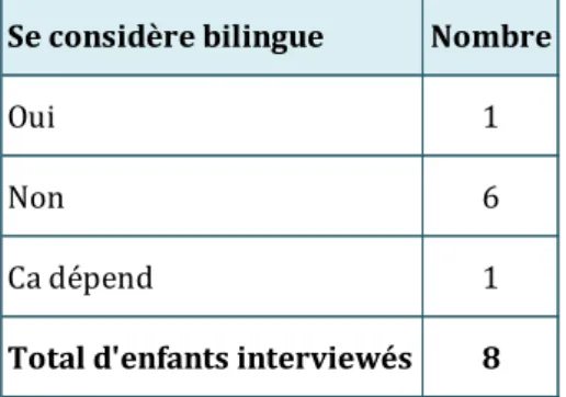 Figure 10 : Faible transmission - Représentations du bilinguisme propre des descendants 