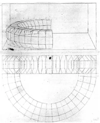 Fig.  3.  Cerchia  di  Sangallo  :  cercle  perspectif  restitué  par  une  ellipse,  Mazzocchio,  XVe  siècle  (Firenze, Gabinetto Disegni e Stampe degli Uffizi, inv