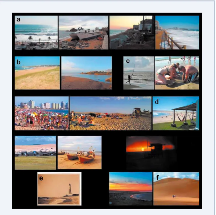Figura 2. Imágenes que ilustran  los principales servicios ecosistémicos provistos por el sistema  socioecológico playa (imágenes obtenidas de la web)