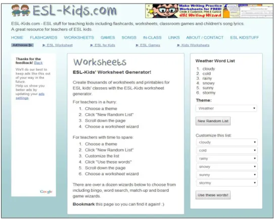 Figure 11  : Capture d’écran du site ESL -kids 