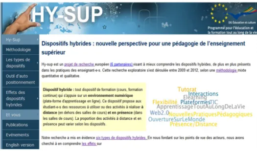 Figure 6- Copie de l'écran d'accueil du site Hy-Sup. 