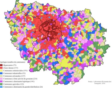 Figure 2.1.2 – Typologie de commune pour l’échantillonnage de l’ETMV-IDF  (Région Ile-de-France, 2014a) 