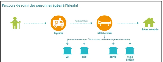 Figure 1. Schéma du parcours de soins des personnes âgées à l'hôpital