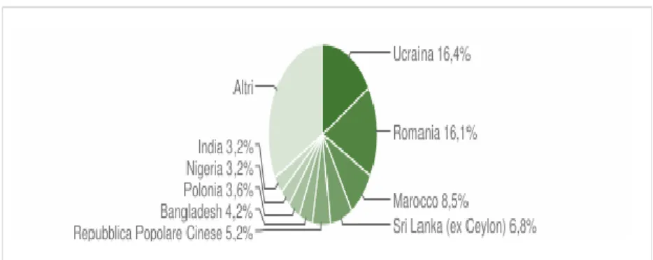 Tableau 13 : répartition des étrangers en Campanie en 2019, par villes 