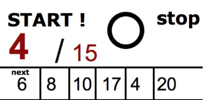 Figure  6 :  capture  d’écran  du  programme  de  compte-à-rebours.  Le  grand  chiffre  rouge  est  le  chiffre  qui  décroît