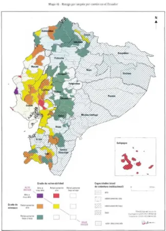 Figura 2.1. Mapa de riesgos por sequía por cantón en Ecuador.