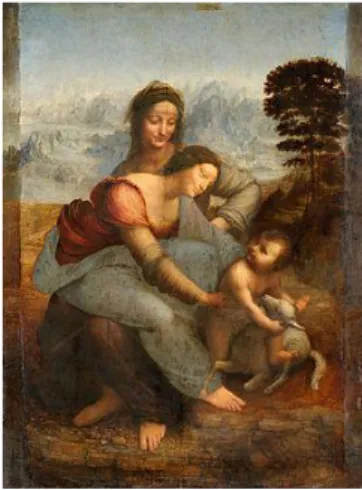 Figure 7. Sainte Anne, la Vierge et l'Enfant, bois, 1,68 × 1,30 m, Paris, le Musée du Louvre 