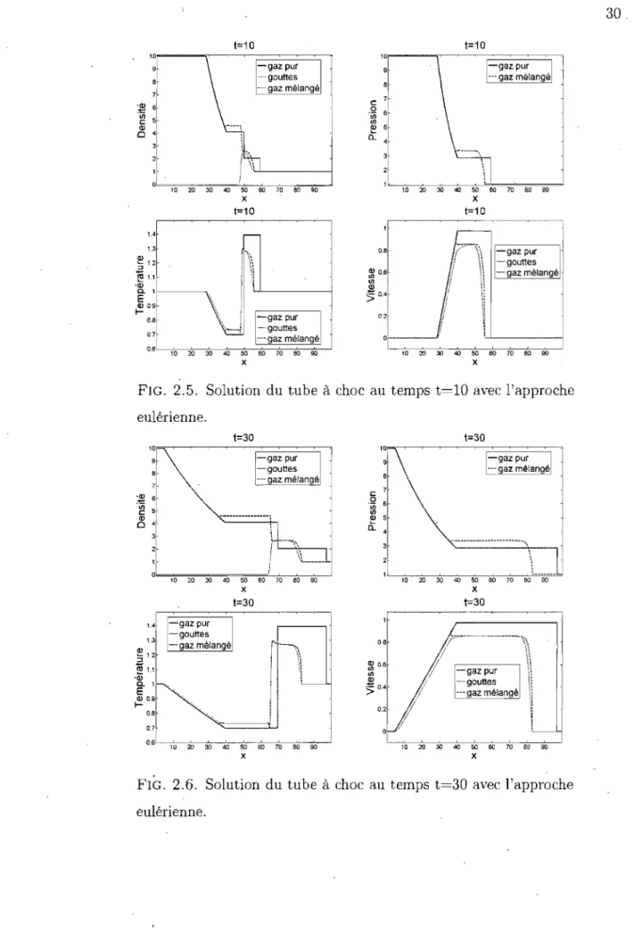 FIG,  2,6.  Solution  du tube  à  choc  au  temps t=30 avec  l'approche  eulérienne. 