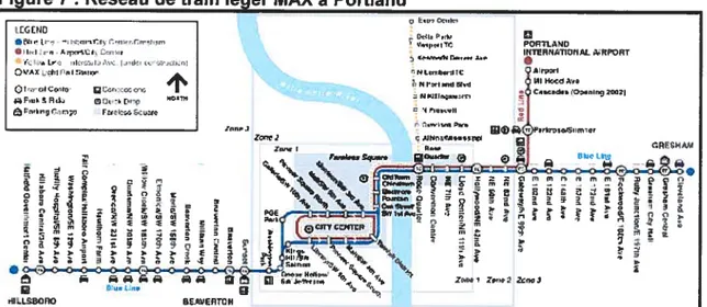 Figure 7: Réseau de train léger MAX à Portiand