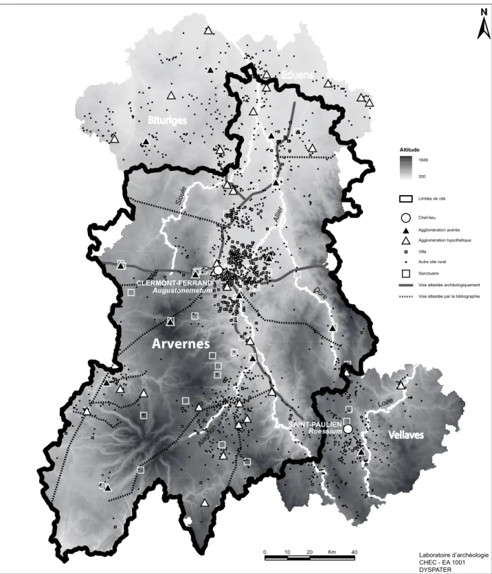 Fig. 5 : Synthèse des recherches en cours pour la région Auvergne dans le cadre du programme DYSPATER.