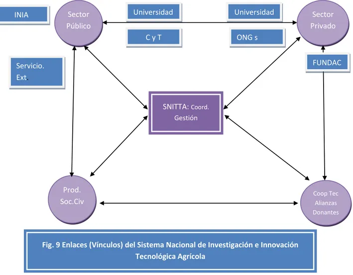 Fig. 9 Enlaces (Vínculos) del Sistema Nacional de Investigación e Innovación  Tecnológica Agrícola 