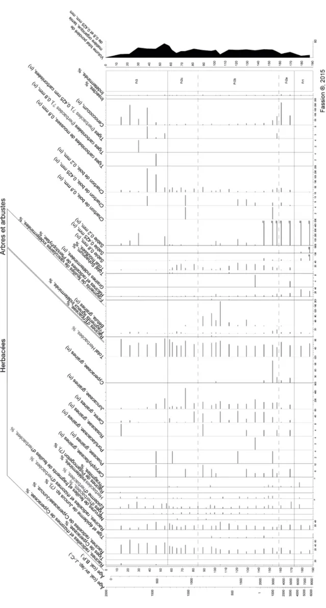 Fig. 4a : Diagramme simplifié de l’analyse des macrorestes végétaux. Fig. 4a: Simplified diagram of plant macrofossils analysis.