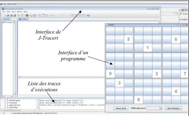 Figure 7. Exemple d’utilisation de J-Tracert sur un programme Java.  