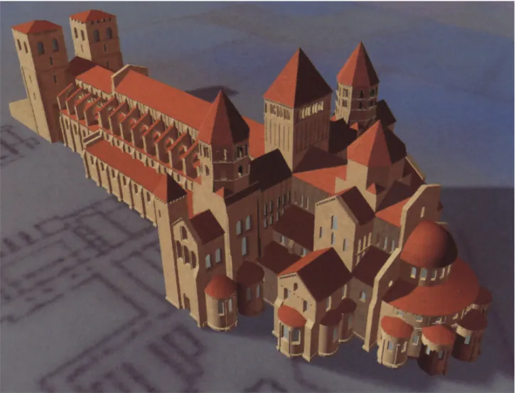 Fig. 1. Modèle 3D de l’Abbaye de Cluny développé par la société IBM et l’Ensam-Cluny (1992).