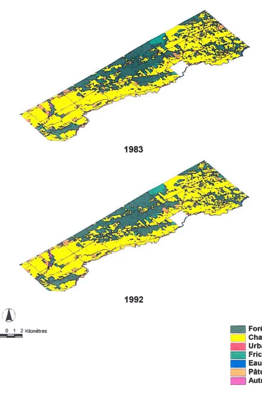 Figure 10: Utilisation du sol de Godmanchester entre 1958 et 1992