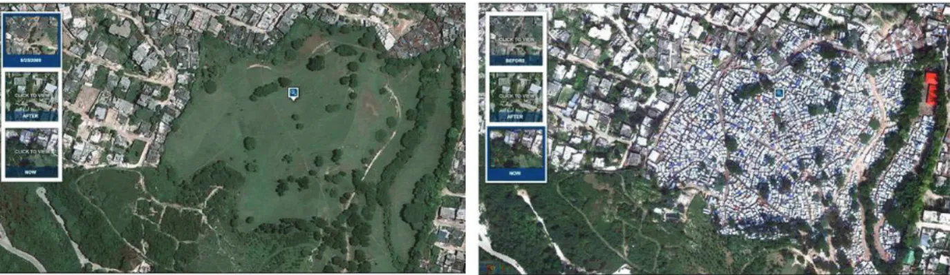 Figure 8 Site de PVGC avant et après le séisme   source : Acronym (2013) 