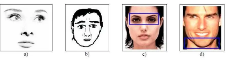 Figure 2.7. Exemple de caract´ eristiques globales vs. locales pouvant ˆ etre col- col-lect´ ees via des histogrammes d’orientations [103]