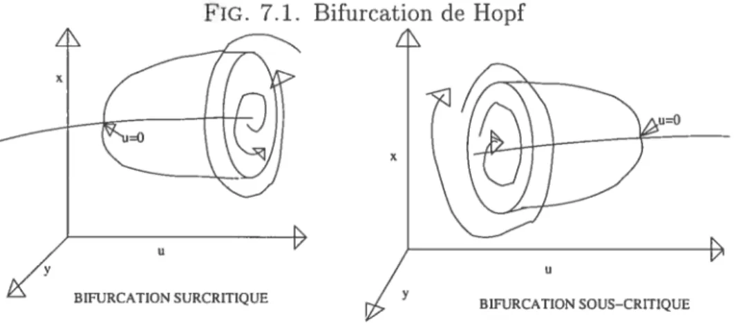 FIG. 7.1. Bifurcation de Hopf