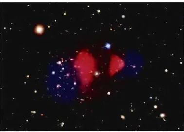 Figure  2.2  - Amas  du  Boulet.  Les  régions  en  rouge  correspondent  au  gaz  chaud  qui  entre en collision; ces observations proviennent du  spectre des rayons-X