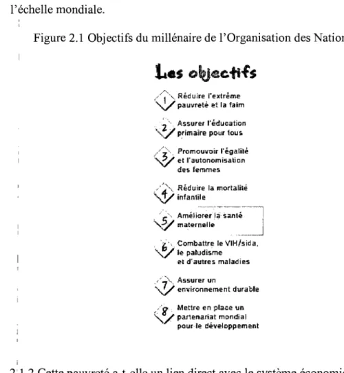 Figure 2.1  Objectifs du millénaire de l'Organisation des Nations Unies 