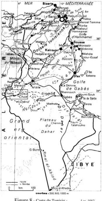 Figure 8  - Carte de Tunisie -             Lar. 1982