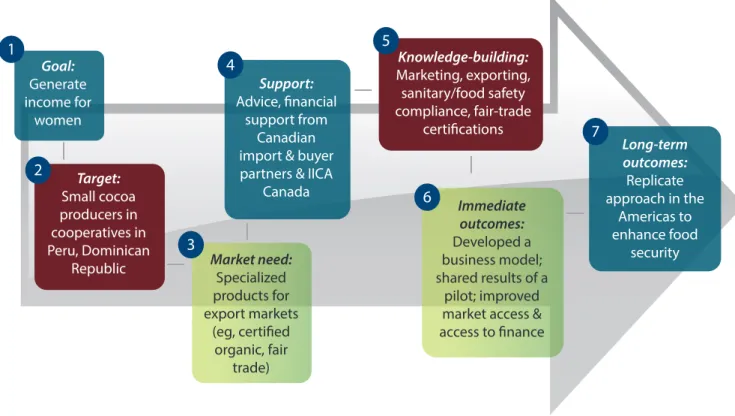 Diagram 2:  A portrayal of how IICA Canada is enabling opportunities for small-scale women  cacao producers