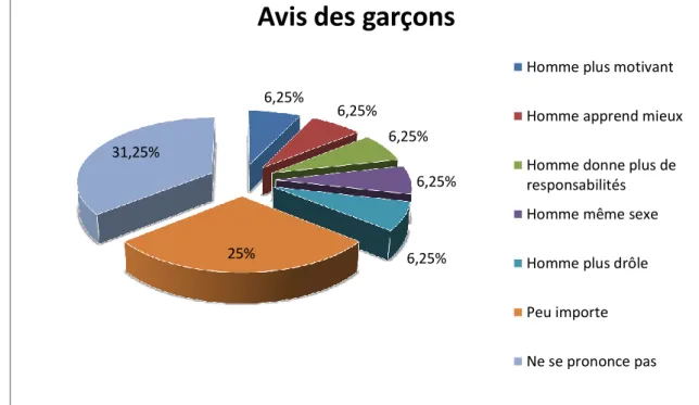 Figure 15 : Avis des garçons 