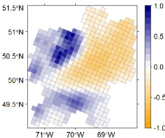 Figure 1.5. Posterior mean of the spatial random effect for hierarchical spatial model with  Matérn correlation function