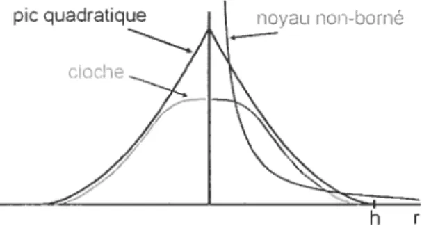 FIG. 4.2 -. Trois choix possibles pour le noyau de densité.