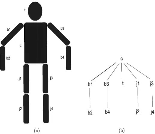 FIG. 2.1 — (a) Personnage articulé; (b) Hiérarchie associée.