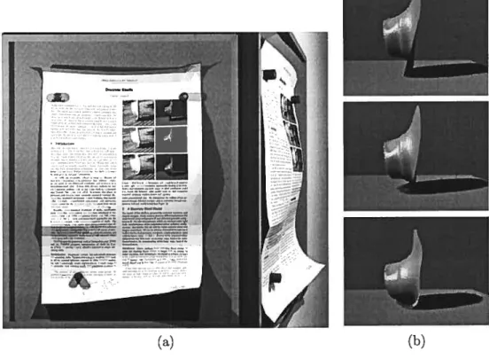 FIG. 4.4 — (a) Feuille flexible accrochée; (b) chapeau entrant en collision avec le sol.