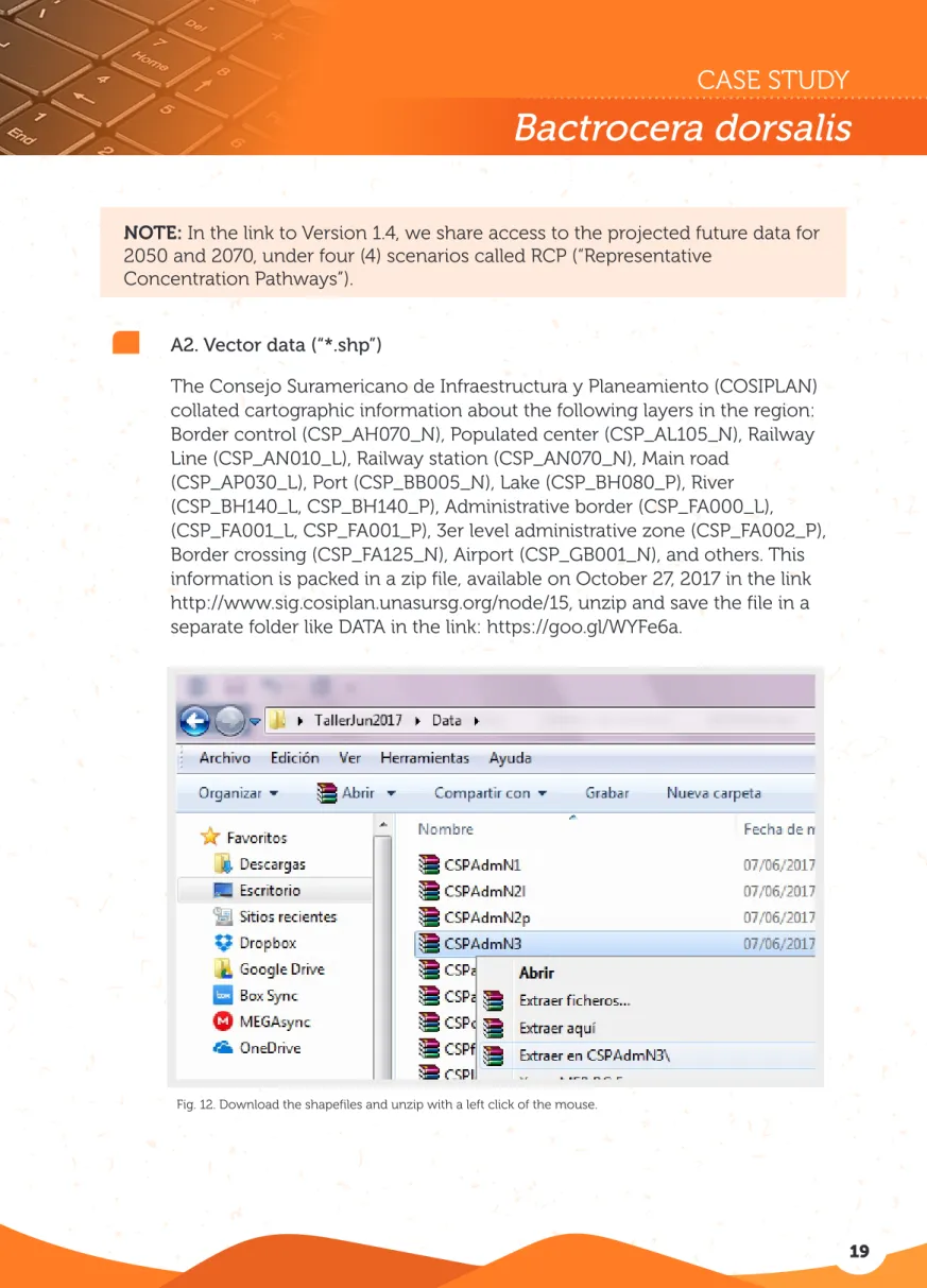 Fig. 12. Download the shapefiles and unzip with a left click of the mouse.