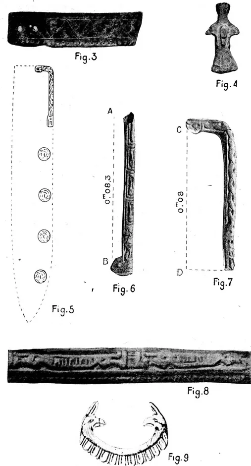 Fig. 3.  Chape d'entrée de fourreau de scramasax ovale de la sépulture n° 8  (légèrement réduite)