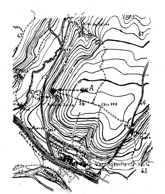Fig.  1.  Emplacement du cimetière de Varangéville (Ext. de la carte au 1 /2.000e). 