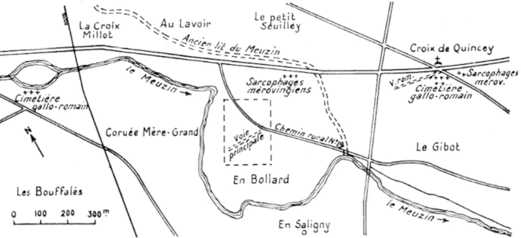 Fig.  3. — Site  et  assîette  des  Bolards  d'après  le  plan  cadastral. 