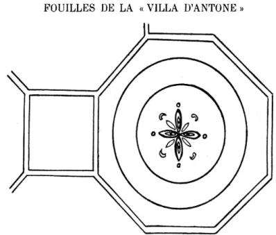Fig.  14. — Décor  peint, blanc  sur  fond  rouge (d’après M. Jarry-Lacombe).  (N°  23)