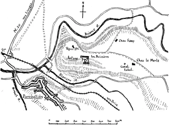 Fig.  1.  —  Carte  du  site  d’Antone  (croquis  de  P.  Delage,  d’après H.  Hugon)