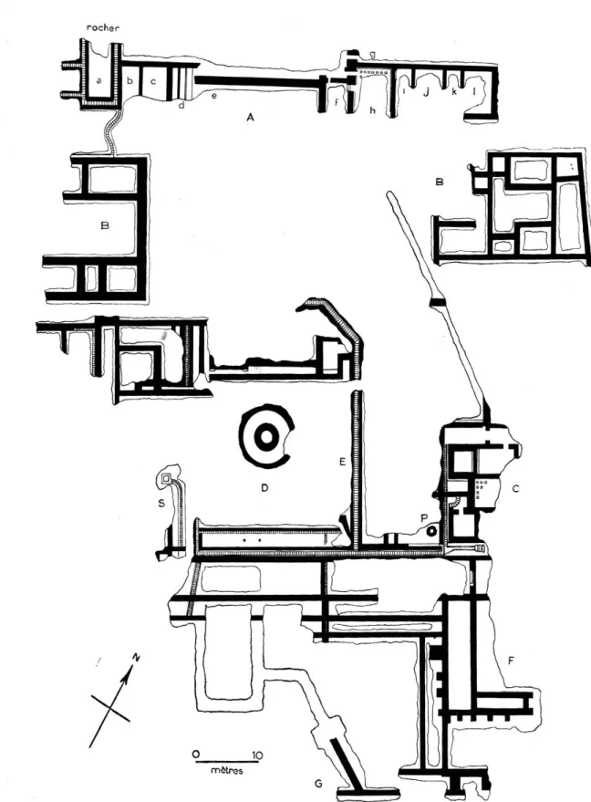 Fig.  2.  —  Plan  des  fouilles  (1931-1939)  de  la  « villa  d’Antone »,  dressé  d’après  un  relevé  de  P