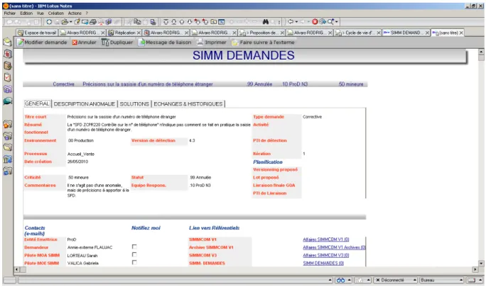 Figure 15 Vue de l’application SIMM Demandes 