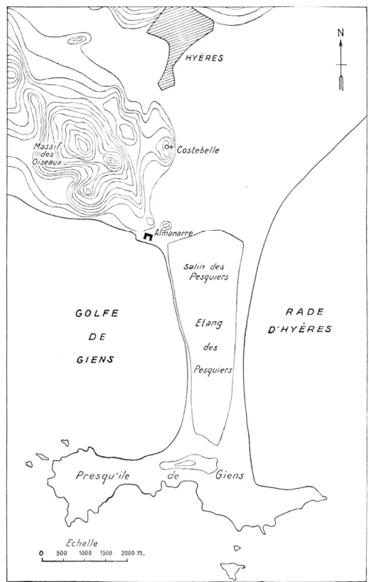 Fig.  1.  —  Site  d'Olbia  (Almanarre)  et  de  l'oppidum  de Costebelle. 