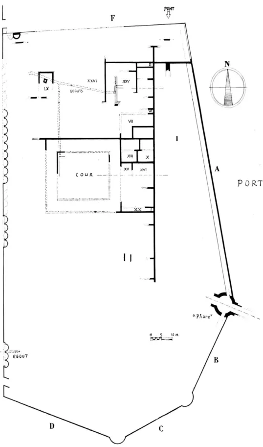 Fig. 3.  —  Plan  de  la  citadelle de  la  Butte  Saint-Antoine après  les  fouilles de  1955