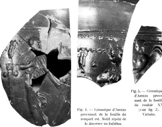 Fig. 4.  — Céramique  d'Arezzo  provenant  de  la  fouille  du  rempart  est.  Motif répété de 