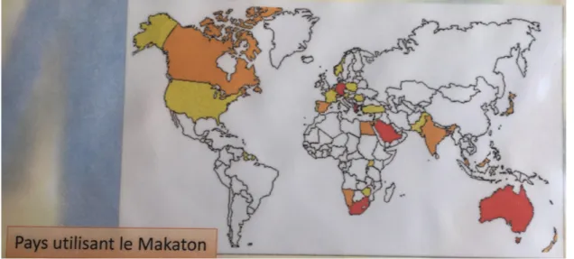 Figure 4: Carte géographique des pays utilisant le Makaton (Médiathèque d’Aizenay) 