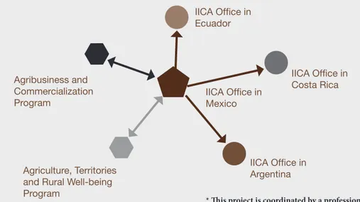 Figura 2.  Relationship between IICA Offices and the technical  programs participating in the FonTC throung the SIAL project*.