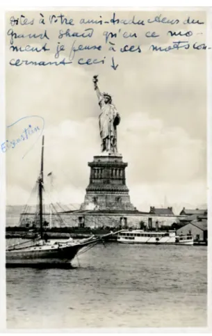 Fig. 11 : Carte postale envoyée par Sergueï Eisenstein à Jean Painlevé depuis New York, le 12 mai 1930 